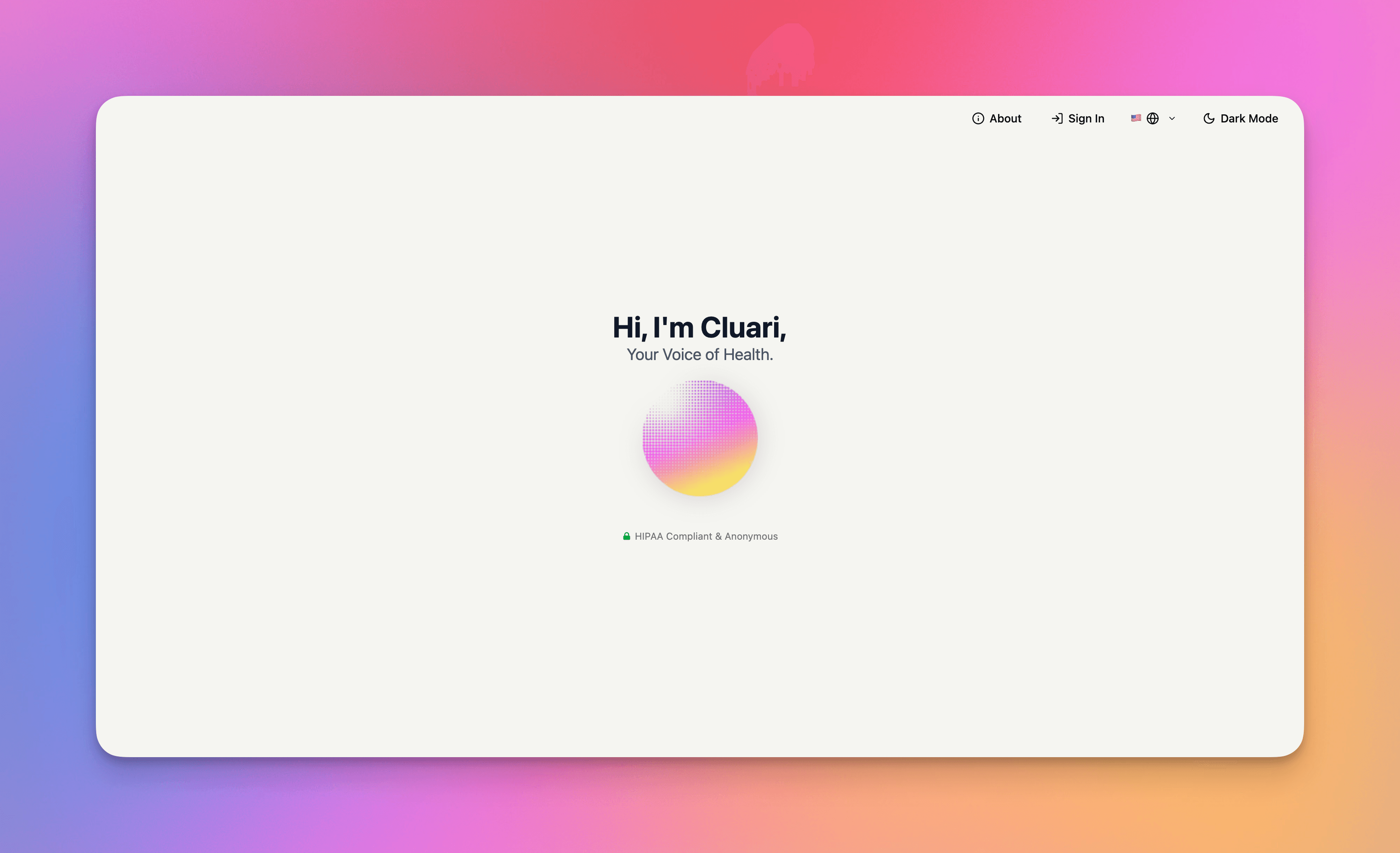Cluari Home Screen